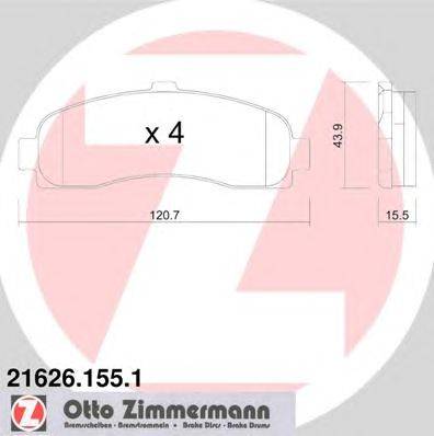 Комплект тормозных колодок, дисковый тормоз ZIMMERMANN 21626.155.1