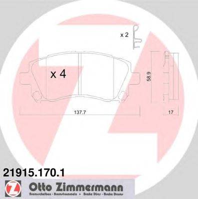 Комплект тормозных колодок, дисковый тормоз ZIMMERMANN 219151701