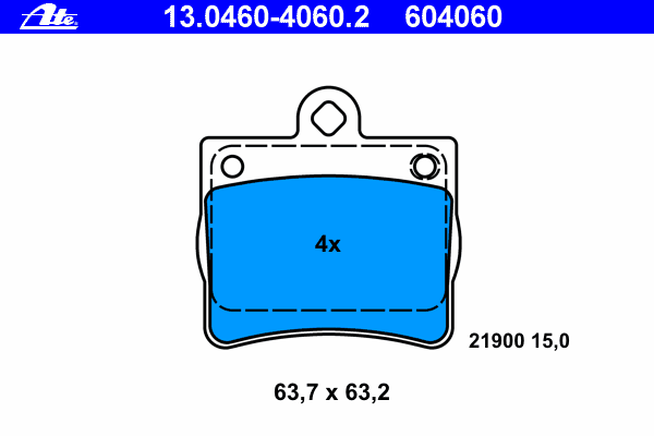 Комплект тормозных колодок, дисковый тормоз ATE 13.0460-4060.2