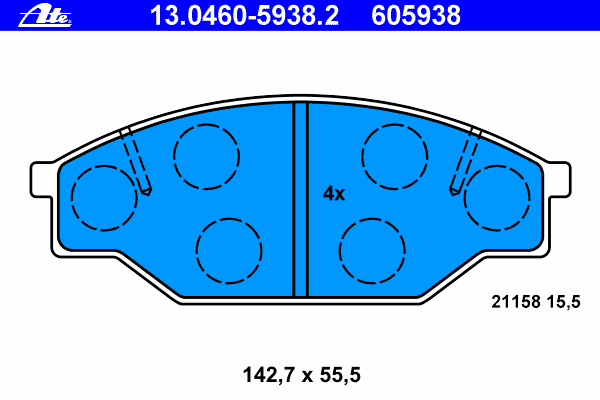 Комплект тормозных колодок, дисковый тормоз ATE 13.0460-5938.2