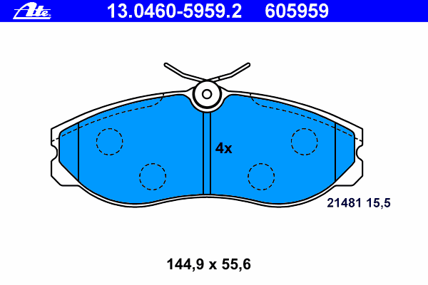 Комплект тормозных колодок, дисковый тормоз ATE 21481