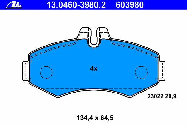 Комплект тормозных колодок, дисковый тормоз ATE 13.0460-3980.2