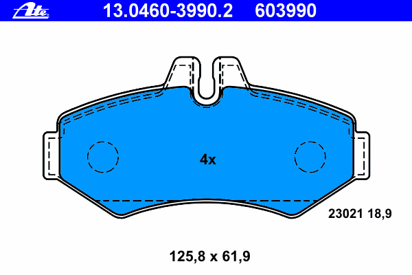 Комплект тормозных колодок, дисковый тормоз ATE 13.0460-3990.2
