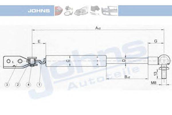 Газовая пружина, крышка багажник JOHNS 45069593