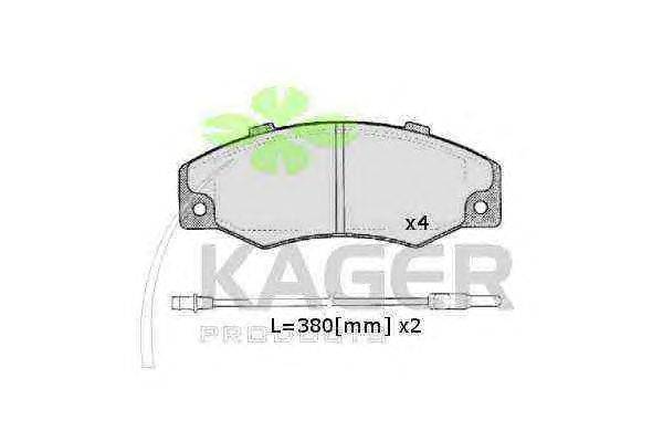 Комплект тормозных колодок, дисковый тормоз KAGER 21086