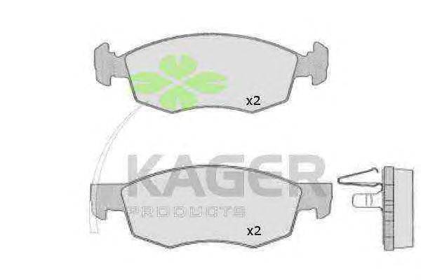 Комплект тормозных колодок, дисковый тормоз KAGER 41103