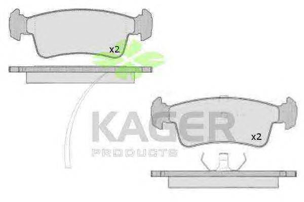 Комплект тормозных колодок, дисковый тормоз KAGER 21336