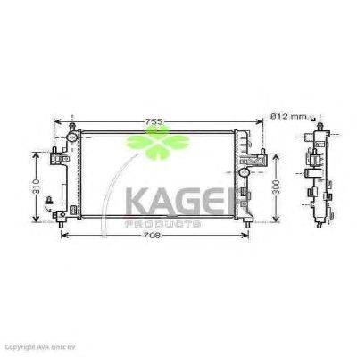 Радиатор, охлаждение двигателя KAGER 310824