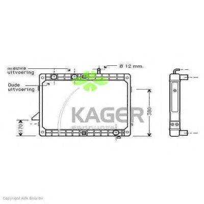 Радиатор, охлаждение двигателя KAGER 312506