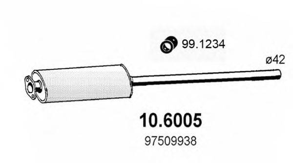 Средний глушитель выхлопных газов ASSO 106005