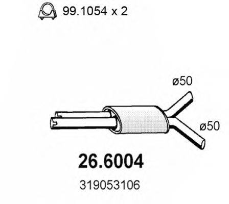 Средний глушитель выхлопных газов ASSO 266004