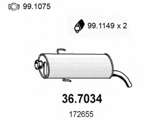 Глушитель выхлопных газов конечный ASSO 36.7034