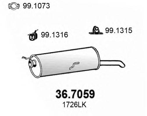 Глушитель выхлопных газов конечный ASSO 36.7059