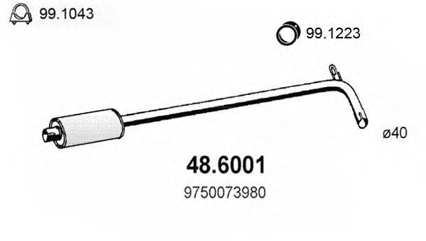 Средний глушитель выхлопных газов ASSO 48.6001