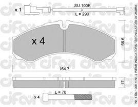 Комплект тормозных колодок, дисковый тормоз CIFAM 822-212-4K