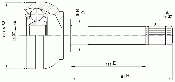 Шарнирный комплект, приводной вал OPEN PARTS CVJ5563.10