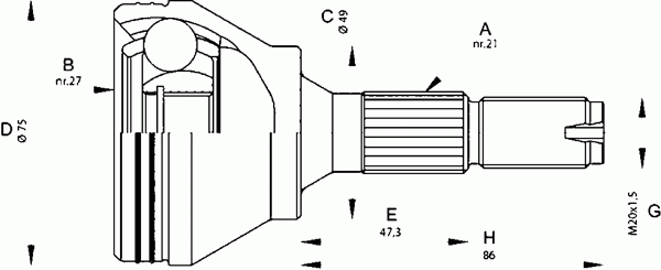 Шарнирный комплект, приводной вал OPEN PARTS CVJ5677.10