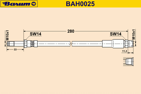 Тормозной шланг BARUM BAH0025