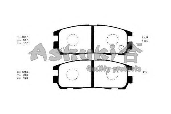 Комплект тормозных колодок, дисковый тормоз ASHUKI 1083-1009