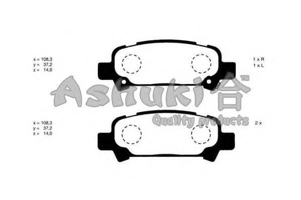 Комплект тормозных колодок, дисковый тормоз ASHUKI 1083-2007