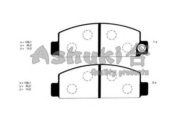 Комплект тормозных колодок, дисковый тормоз ASHUKI 1080-0203