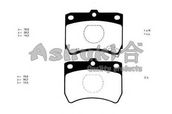 Комплект тормозных колодок, дисковый тормоз ASHUKI 1080-2303J