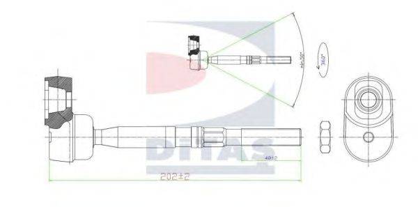 Осевой шарнир, рулевая тяга DITAS A2-5408