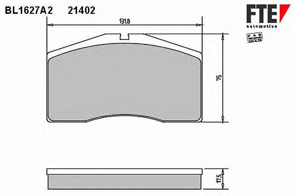 Комплект тормозных колодок, дисковый тормоз FTE BL1627A2