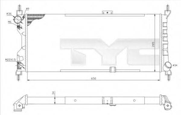 Радиатор, охлаждение двигателя TYC 7250019R