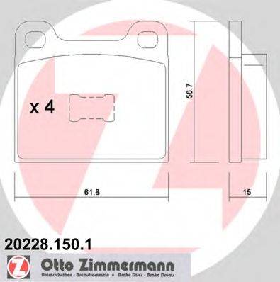 Комплект тормозных колодок, дисковый тормоз ZIMMERMANN 202281501