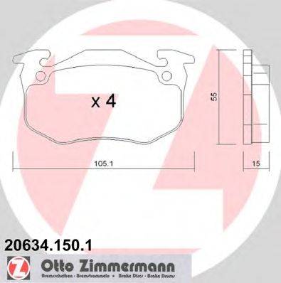 Комплект тормозных колодок, дисковый тормоз ZIMMERMANN 20634.150.1