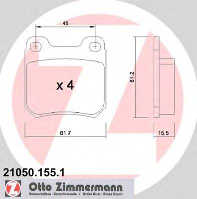 Комплект тормозных колодок, дисковый тормоз ZIMMERMANN 23091