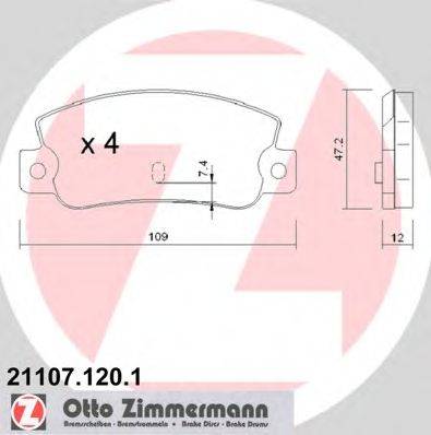 Комплект тормозных колодок, дисковый тормоз ZIMMERMANN 211071201