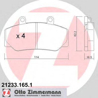 Комплект тормозных колодок, дисковый тормоз ZIMMERMANN 21233.165.1