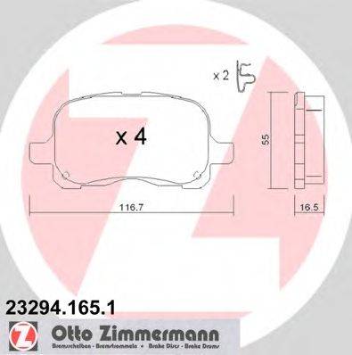Комплект тормозных колодок, дисковый тормоз ZIMMERMANN 23294.165.1