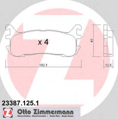 Комплект тормозных колодок, дисковый тормоз ZIMMERMANN 23387.125.1