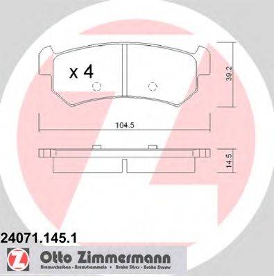 Комплект тормозных колодок, дисковый тормоз ZIMMERMANN 24071