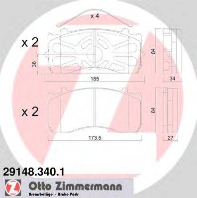 Комплект тормозных колодок, дисковый тормоз ZIMMERMANN 29148.340.1