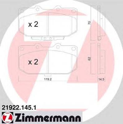 Комплект тормозных колодок, дисковый тормоз ZIMMERMANN 21923