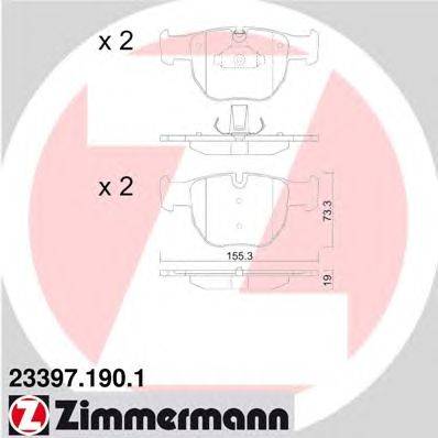 Комплект тормозных колодок, дисковый тормоз ZIMMERMANN 23397