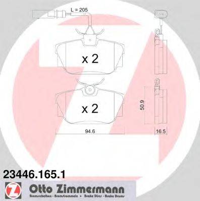 Комплект тормозных колодок, дисковый тормоз ZIMMERMANN 23446.165.1