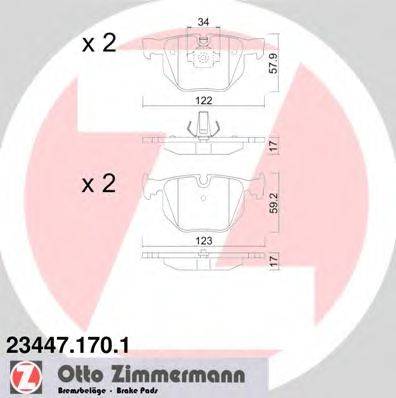 Комплект тормозных колодок, дисковый тормоз ZIMMERMANN 234471701
