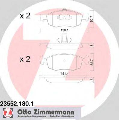 Комплект тормозных колодок, дисковый тормоз ZIMMERMANN 235521801
