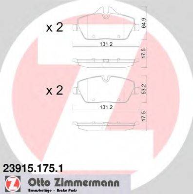 Комплект тормозных колодок, дисковый тормоз ZIMMERMANN 23916