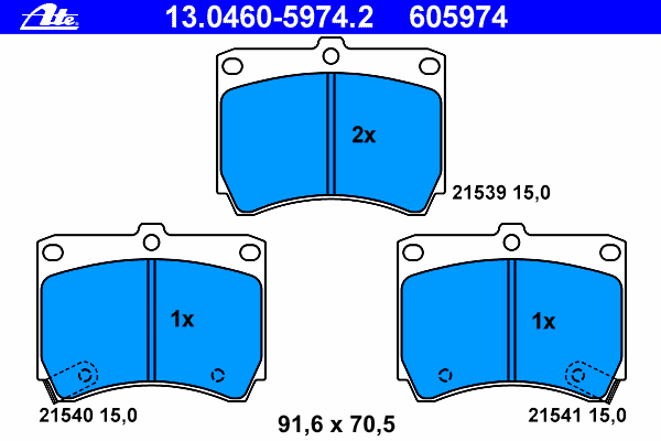 Комплект тормозных колодок, дисковый тормоз ATE 13.0460-5974.2