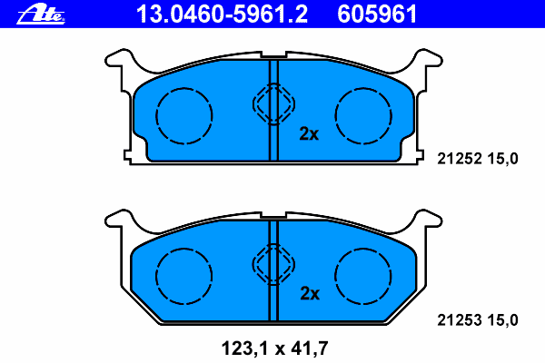 Комплект тормозных колодок, дисковый тормоз ATE 21252