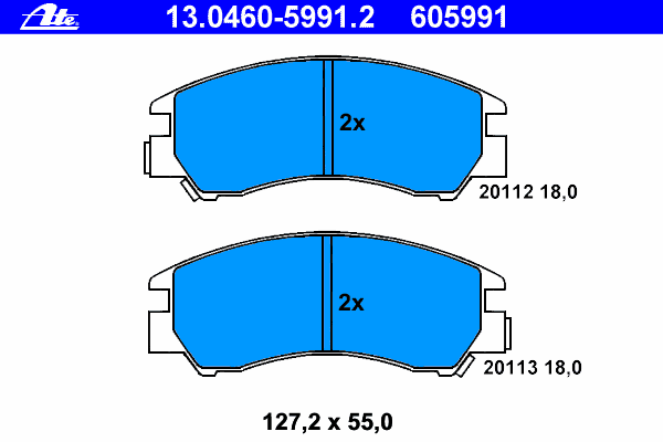 Комплект тормозных колодок, дисковый тормоз ATE 20112