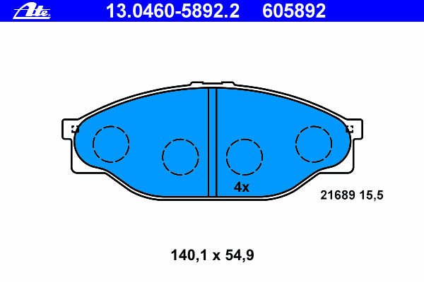 Комплект тормозных колодок, дисковый тормоз ATE 13.0460-5892.2