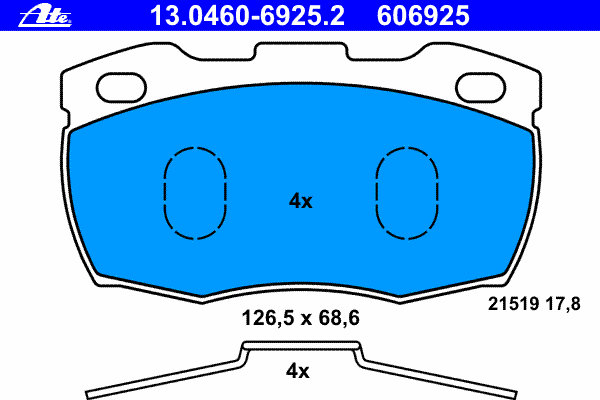 Комплект тормозных колодок, дисковый тормоз ATE 13046069252