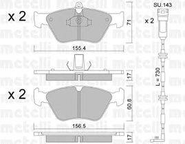 Комплект тормозных колодок, дисковый тормоз METELLI 22-0128-1K